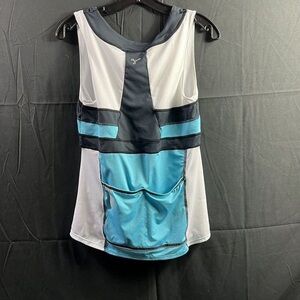 Trayl Women's Ryde Fitted Cycling Tank Top - Size M Blue Black White Shelf Bra